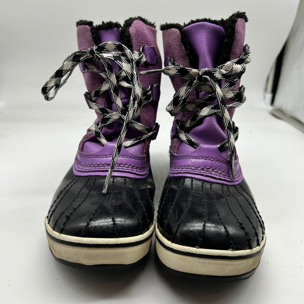 Sorel Tivoli Mid Purple Black Waterproof Boots Lace Up Youth Size 5 - Picture 7 of 7